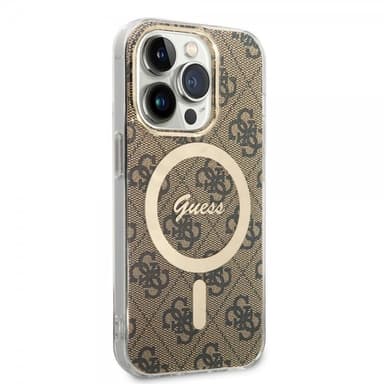 Guess iPhone 14 Pro Kuori 4G Pattern MagSafe Ruskea