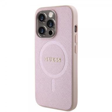 Guess iPhone 15 Pro Kuori Saffiano MagSafe Vaaleanpunainen