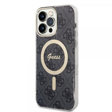Guess iPhone 14 Pro Max Kuori 4G Pattern MagSafe Musta