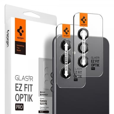 Spigen Samsung Galaxy S23 FE Kameran linssinsuojus Glas.tR EZ Fit Optik 2-pakkaus Musta