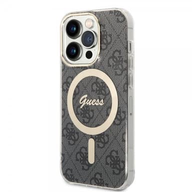 Guess iPhone 15 Pro Kuori 4G Pattern MagSafe Musta