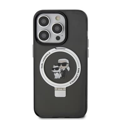 Karl Lagerfeld iPhone 15 Kuori Ring Stand MagSafe Musta