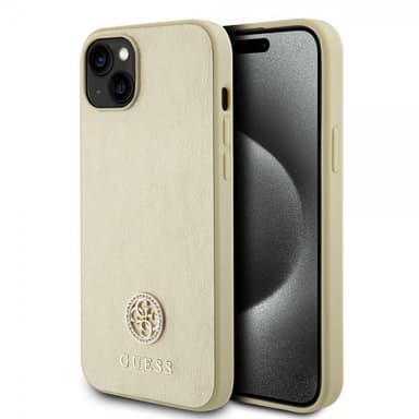 Guess iPhone 15 Kuori Metal Logo Strass Kulta