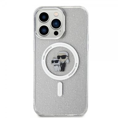 Karl Lagerfeld iPhone 15 Pro Max Kuori Karl & Choupette Glitter MagSafe Läpinäkyvä