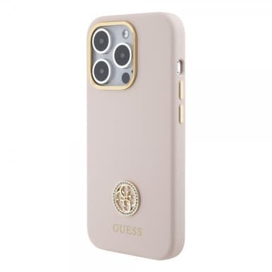 Guess iPhone 15 Pro Kuori Liquid Silicone Metal Logo Vaaleanpunainen