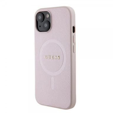 Guess iPhone 15 Kuori Saffiano MagSafe Vaaleanpunainen