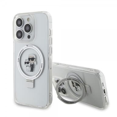 Karl Lagerfeld iPhone 15 Pro Max Kuori Ring Stand MagSafe Valkoinen