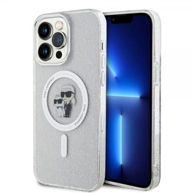 Karl Lagerfeld iPhone 15 Pro Max Kuori Karl & Choupette Glitter MagSafe Läpinäkyvä