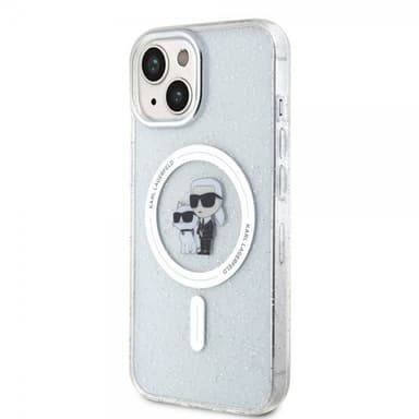 Karl Lagerfeld iPhone 15 Kuori Karl & Choupette Glitter MagSafe Läpinäkyvä