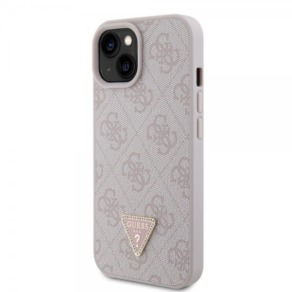 Guess iPhone 15 Kuori 4G Metal Triangle Strass Vaaleanpunainen
