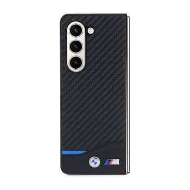 BMW Samsung Galaxy Z Fold 5 Kuori Carbon Effect Metal Logo Musta