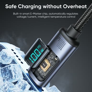 Joyroom Kaapeli Digital Display Fast Charging Cable USB-C till USB-C 1.2m