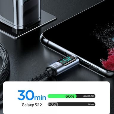 Joyroom Kaapeli Digital Display Fast Charging Cable USB-C till USB-C 1.2m