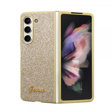 Guess Samsung Galaxy Z Fold 5 Kuori Glitter Flakes Metal Logo Kulta