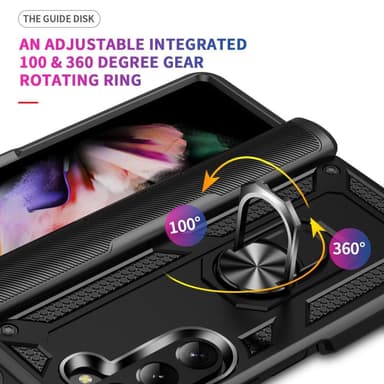 SKALO Samsung Z Fold5 Armor Hybridi metallirengas kuori - Musta