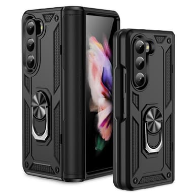 SKALO Samsung Z Fold5 Armor Hybridi metallirengas kuori - Musta
