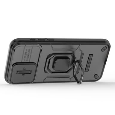 SKALO iPhone 15 Pro Armor hybridi metallirengas kameran liukusäädin - Musta