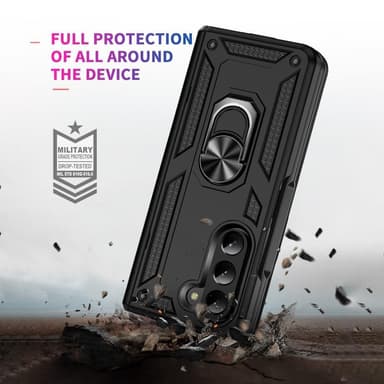 SKALO Samsung Z Fold5 Armor Hybridi metallirengas kuori - Musta