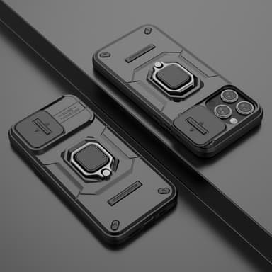 SKALO iPhone 15 Pro Armor hybridi metallirengas kameran liukusäädin - Musta