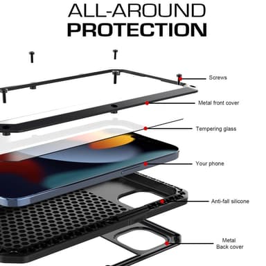 Heavy Duty Robust -hybridikotelo Shell + karkaistu lasi iPhone 15:lle