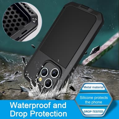 iPhone 15 Pro Max Heavy Duty Robust -hybridikotelo Shell + karkaistu lasi