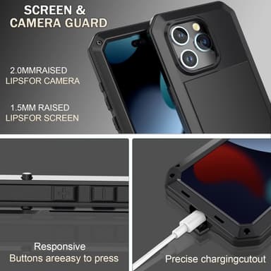 Heavy Duty Robust -hybridikotelo Shell + karkaistu lasi iPhone 15:lle