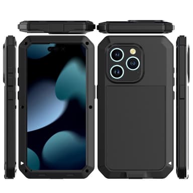 iPhone 15 Pro Heavy Duty Robust -hybridikotelo Shell + karkaistu lasi