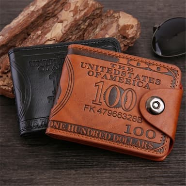 Lompakkokukkaro 100 dollarin seteli Money Bifold korttikotelo - ruskea