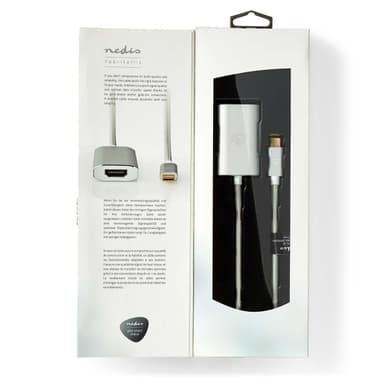 Nedis USB-C™ Sovitin | USB 3.2 Gen 1 | USB-C™ Uros | HDMI™ Ulostulo | 4K@60Hz | Power delivery | 2.00 m | Pyöreä | Kullattu | Nailon / Punottu | Hopea | Laatikko kannella ja ikkunalla