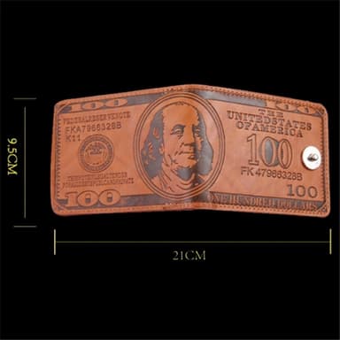 Lompakkokukkaro 100 dollarin seteli Money Bifold korttikotelo - ruskea