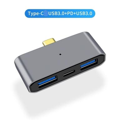 NÖRDIC 3-porttinen USB-C-keskitin 1xUSB-C PD 2xUSB-A 3x5Gbps