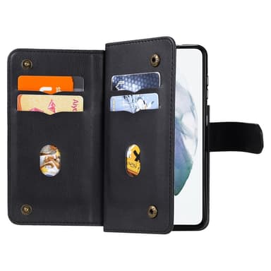 SKALO Samsung S21 10-lokeroa Lompakkokotelo - Musta
