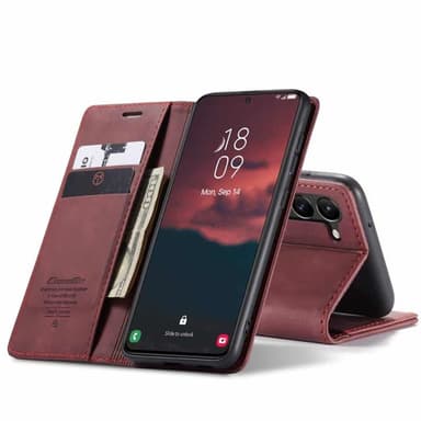 CaseMe Smart Magnet FlipCase Samsung Galaxy S23 FE - Viininpunainen