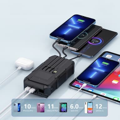 40 000 mAh:n tehokas varavirtalähde/Powerbank aurinkopaneelilla ja käsiveivillä
