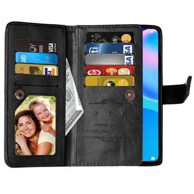 Lompakkotelo Flexi 9-kortti Huawei P Smart 2021  - musta