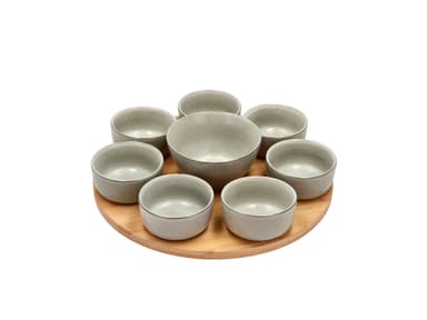 Snack set 8 bowls Grey Stoneware