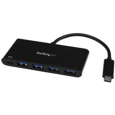 StarTech.com HB30C4AFPD, USB 3.2 Gen 1 (3.1 Gen 1) Type-C, USB 3.2 Gen 1 (3.1 Gen 1) Type-A, USB 3.2 Gen 1 (3.1 Gen 1) Type-C, 5000 Mbit/s, Musta, Muovi, 0,15 m