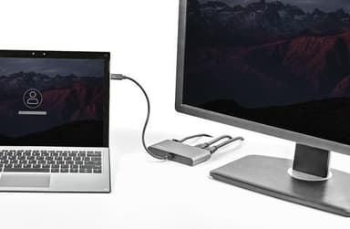 StarTech.com TB3DKM2HDL, Langallinen, Thunderbolt 3, 10,100,1000 Mbit/s, IEEE 802.3ab,IEEE 802.3i,IEEE 802.3u, Harmaa, 3840 x 2160 pikseliä