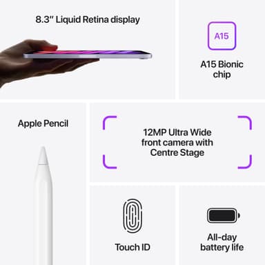 iPad mini (2021) 256 GB WiFi + Cellular (violetti)