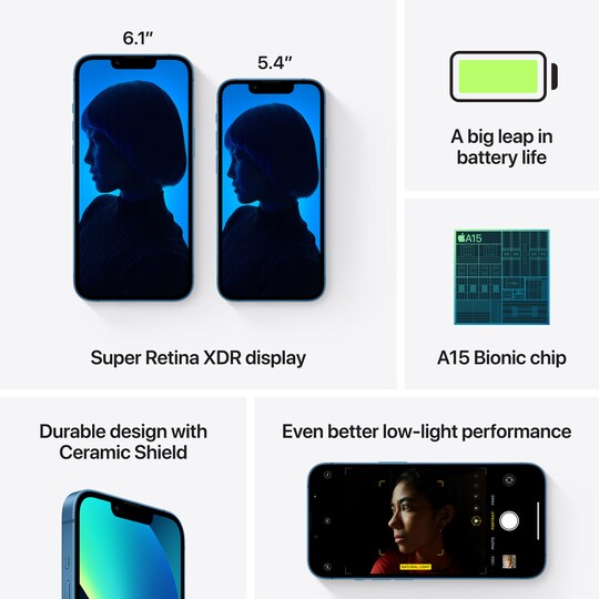 iPhone 13 mini – 5G älypuhelin 256 GB (sininen)