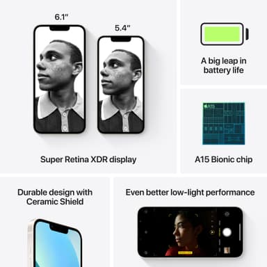 iPhone 13 – 5G älypuhelin 256 GB (tähtivalkea)