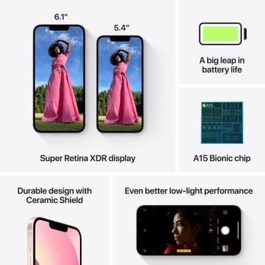 iPhone 13 mini – 5G älypuhelin 128 GB (pinkki)