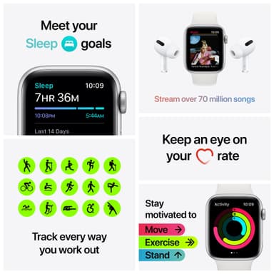 Apple Watch SE 40mm GPS+Cellular (hopea/valkoinen urheiluranneke)