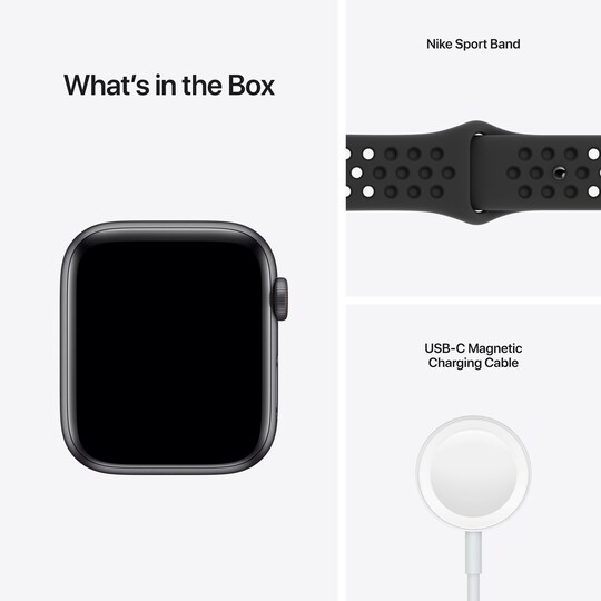 Apple Watch Nike SE 44 mm LTE (harmaa alu./antr. musta sport-ranneke)