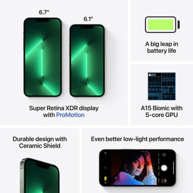 iPhone 13 Pro – 5G älypuhelin 256 GB (vuorimännynvihreä)