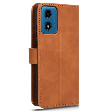 SKALO Motorola Moto E14 4G Matt PU Nahka lompakkokotelo - Ruskea