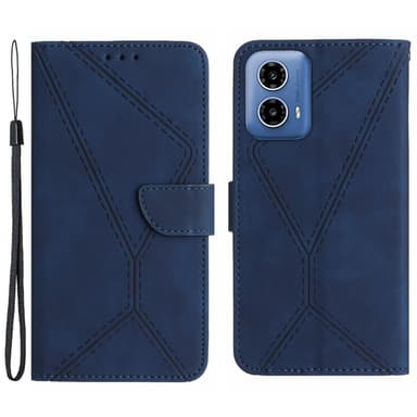 SKALO Motorola Moto E14 4G Kohokuvioitu PU Nahka Lompakkokotelo - Sininen