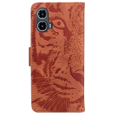 SKALO Motorola Moto E14 4G Kohokuvioitu tiikerilompakko - Ruskea