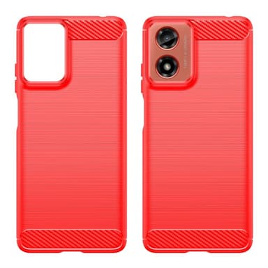 SKALO Motorola Moto E14 4G Armor Carbon Iskunkestävä TPU suojakuori - Punainen