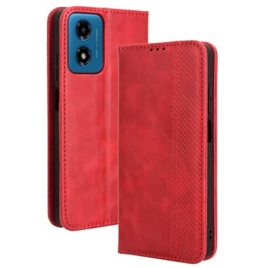 SKALO Motorola Moto E14 4G Kohokuvioitu Premium lompakkokotelo - Punainen